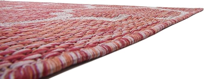 Unique Loom Outdoor Trellis Collection Area Rug (7' 1" x 10' Rectangle, Rust Red/ Ivory)