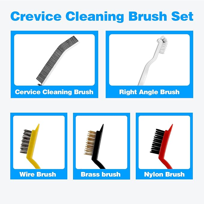 Multi-Purpose Hard Bristle Brush Set, Crevice Cleaning Brush Kit - Image 3