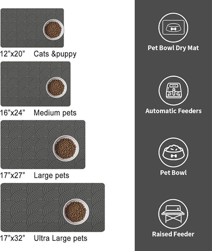 Dog Food Mat for Floors, Absorbent and Quick-Drying Pet Cat Food Mat,Anti-Fouling and Easy-to-Clean Pet Feeding Mat,Dog Bowl Mats for Messy Drinking Water Bowls.16x24inch Boho Style
