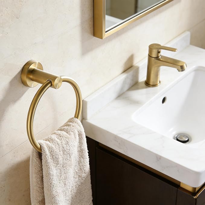Toilet Paper Holder Towel Ring Brushed Gold Bathroom Hardware Hand Towel Holder - Image 3