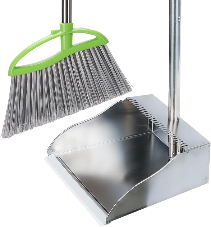 Heavy Duty Broom and Dustpan Set, Metal Stand Up Dustpan - Image 8