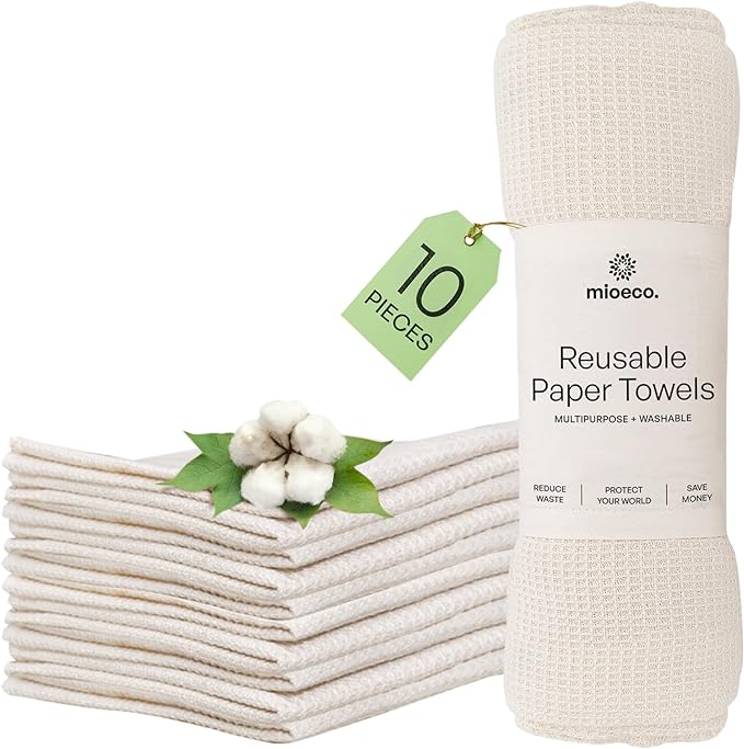 10 Pack Reusable Kitchen Paper Towels Washable by MioEco-SustainableLiving