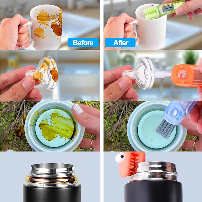 XANGNIER 4 in 1 Cup Lid Gap Cleaning Brush Set, 3 Pack Water Bottle Crevice - Image 4