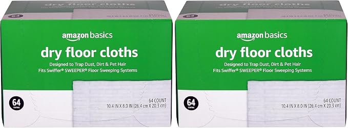 Amazon Basics Dry Floor Cloths | Clean Dust & Dirt | Pet Hair Removal | 64 by AmazonBasics
