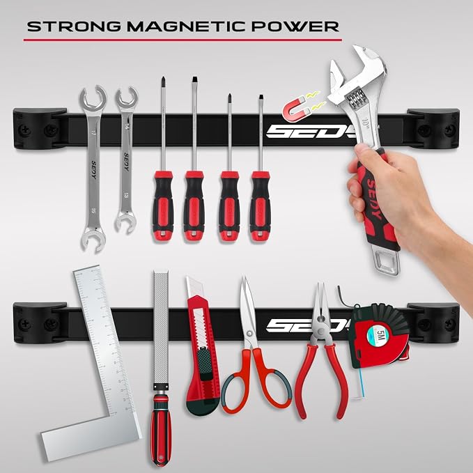 SEDY Magnetic Tool Holder Storage Organizer: 7-Piece Garage Wall Mount Rack - Image 3