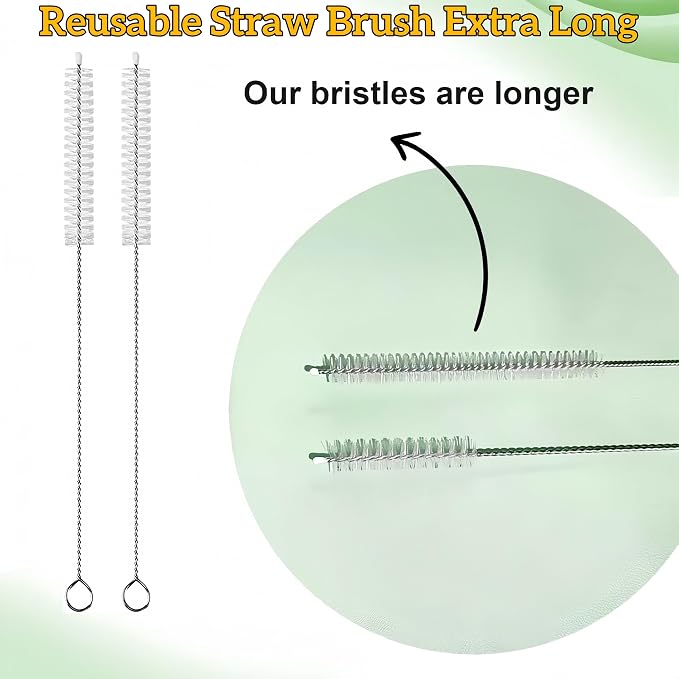 6 Pack Straw Cleaner Brush Set | 12 Inch 300mm Extra Long Straw Brush & Bottle - Image 3