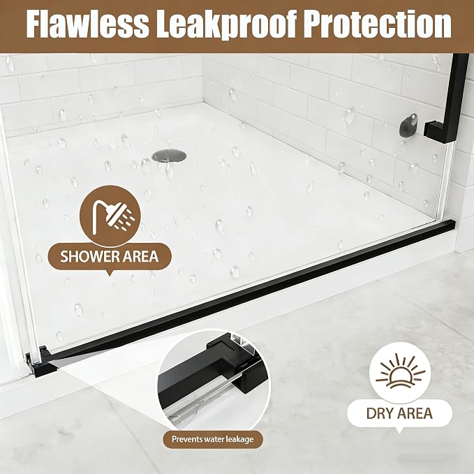 Frameless Shower Door, 44-48" W x 76" H 5/16" 8mm Glass Sliding Shower Doors - Image 2