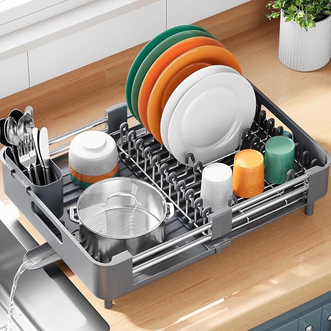 Dish Drying Rack for Kitchen Counter, Extendable Dish Rack - Image 6