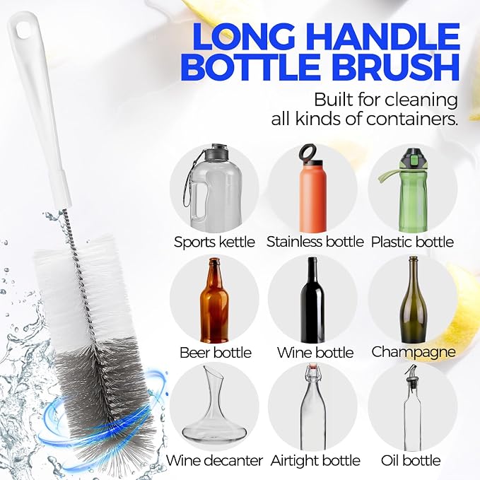 Holikme 10 Pack Bottle Brush Cleaner Set, Flexible Long Handle Water Bottle - Image 2