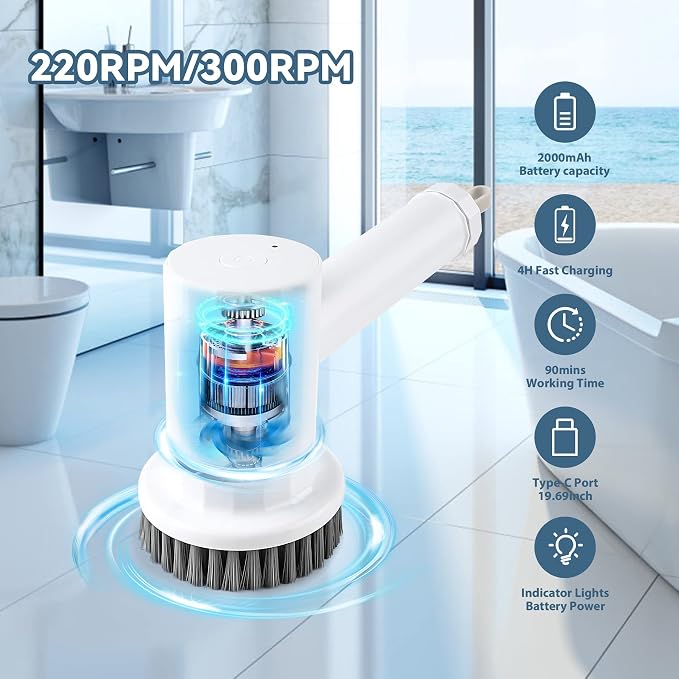 Electric Spin Scrubber Cordless Power Cleaning Brush - Image 2