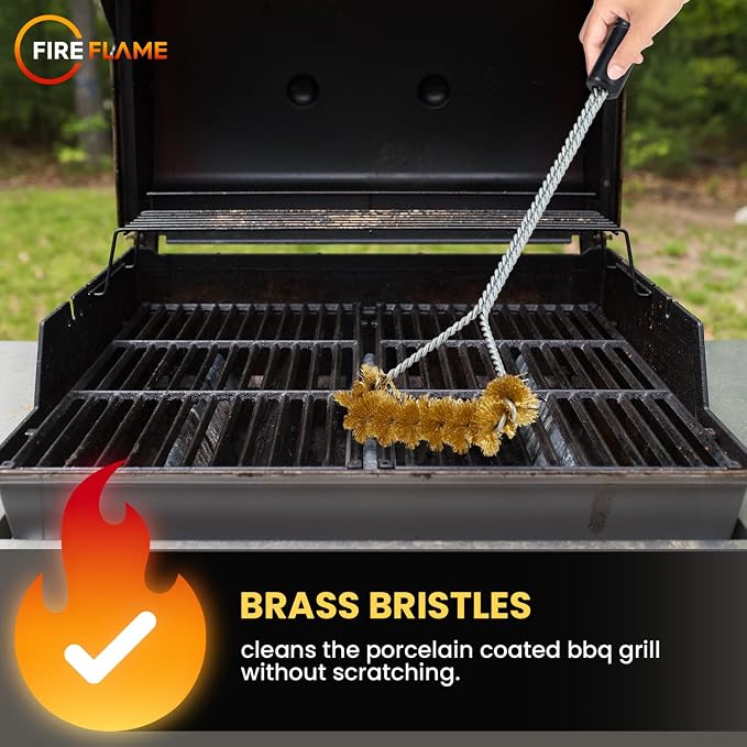 Fireflame BBQ Grill Brush – Non-Scratch Brass Bristles - Image 2