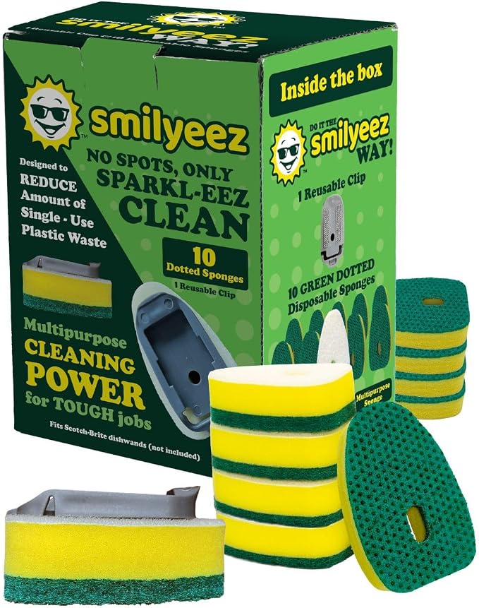 Smilyeez No Plastic Heavy Duty Green Dotted Sponge Refill by Smilyeez