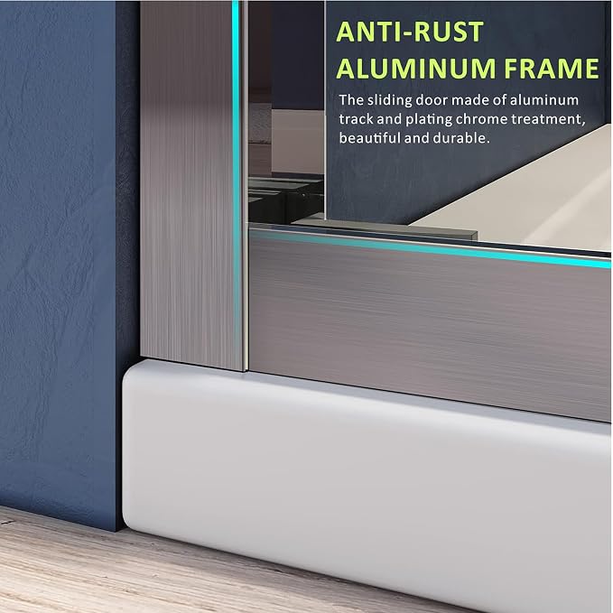 Semi-Frameless Double Sliding Shower Door 60 in. W x 72 in. H, Bathroom Clear - Image 6