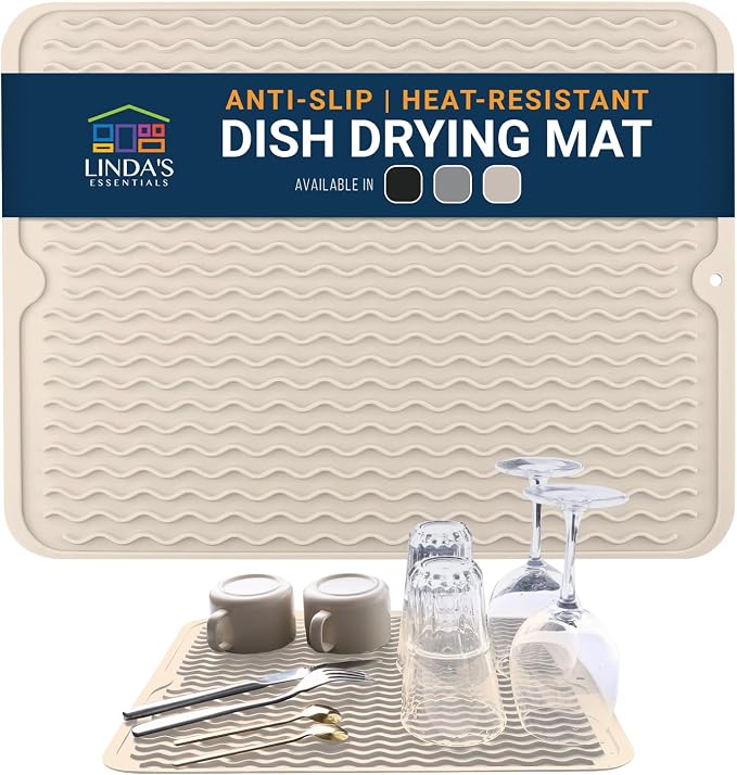 Silicone Dish Drying Mat for Kitchen Counter by LindasEssentials
