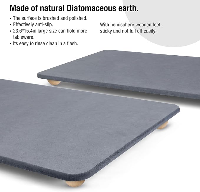 Large Stone Dish Drying Mat for Kitchen Counter, Heat Resistant - Image 4