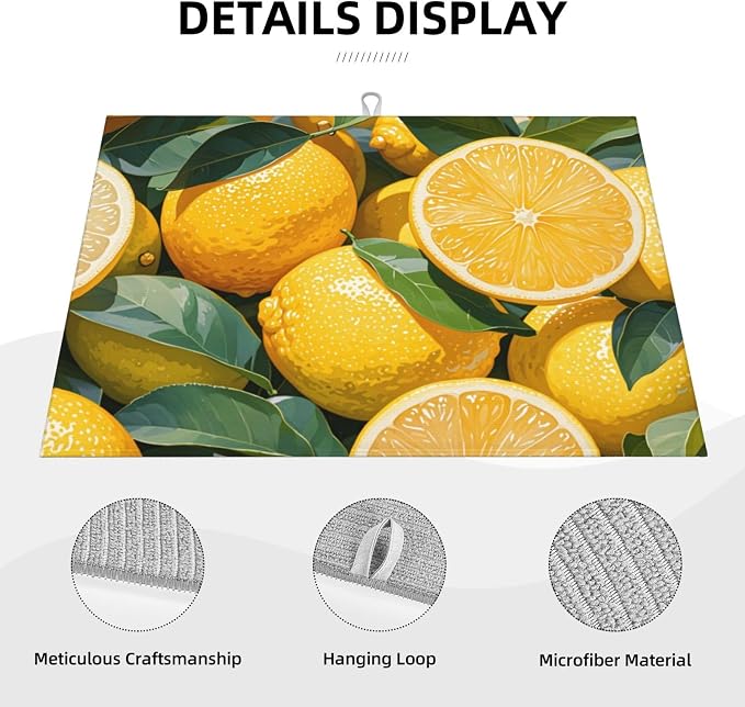 lemon Dish Drying Mat Highly Absorbent Double-Sided Microfiber - Image 5