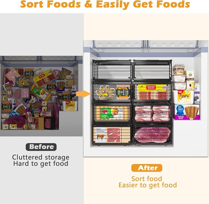 NADAMOO Freezer Organizer Bins, 2 Packs Large Expandable Stackable Chest - Image 2