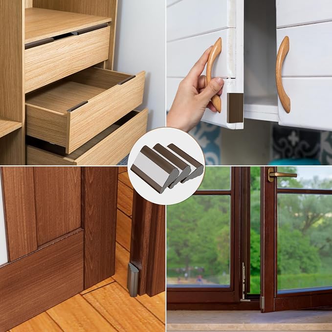Wedge-Shape Window Weather Stripping Door Frame Seal Strip 2Pcs×196" Brown - Image 7