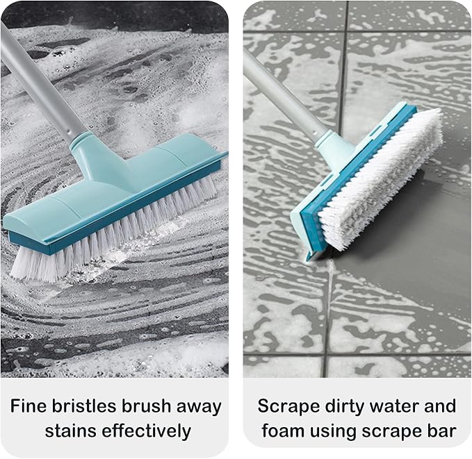 BOOMJOY Floor Scrub Brush with Long Handle, 2 in 1 Scrape and Brush, Stiff - Image 3