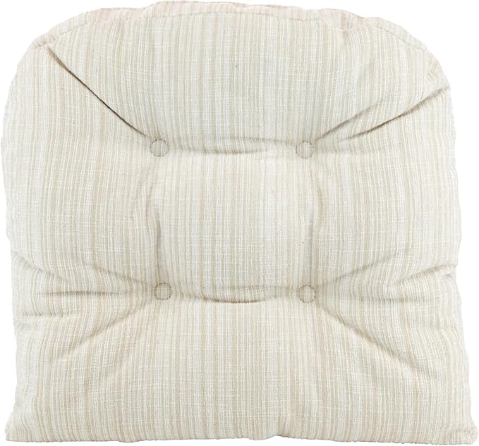 Klear Vu Gripper Overstuffed Universal Non-Slip Dining Chair Cushions for Kitchen Decor or Office Use, U-Shaped Skid-Proof Seat Pad, 17x17 Inches, 2 Count (Pack of 1), Chenille Cream