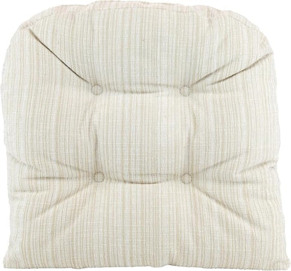 Klear Vu Gripper Overstuffed Universal Non-Slip Dining Chair Cushions for Kitchen Decor or Office Use, U-Shaped Skid-Proof Seat Pad, 17x17 Inches, 2 Count (Pack of 1), Chenille Cream