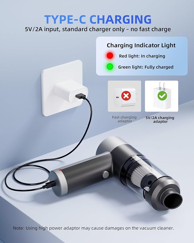 Mini Car Vacuum with 17000Pa High Power Suction, Portable Handheld Vacuum Blow - Image 6