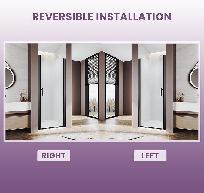 Glass Shower Door 31.5-33" W x 72" H, UCALAFEE Frameless Pivot Shower Door - Image 8