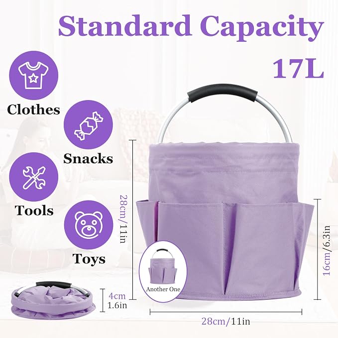 2PCS 17L Caddy Organizer with Handle, 600D Oxford Cloth Shower Caddy with 6 - Image 2