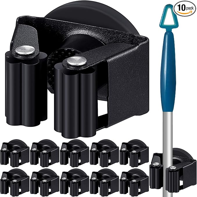 10 Pcs Magnetic Mop Broom Holder Movable Magnetic Broom Holder Rack, Anti Slip by Vercraft