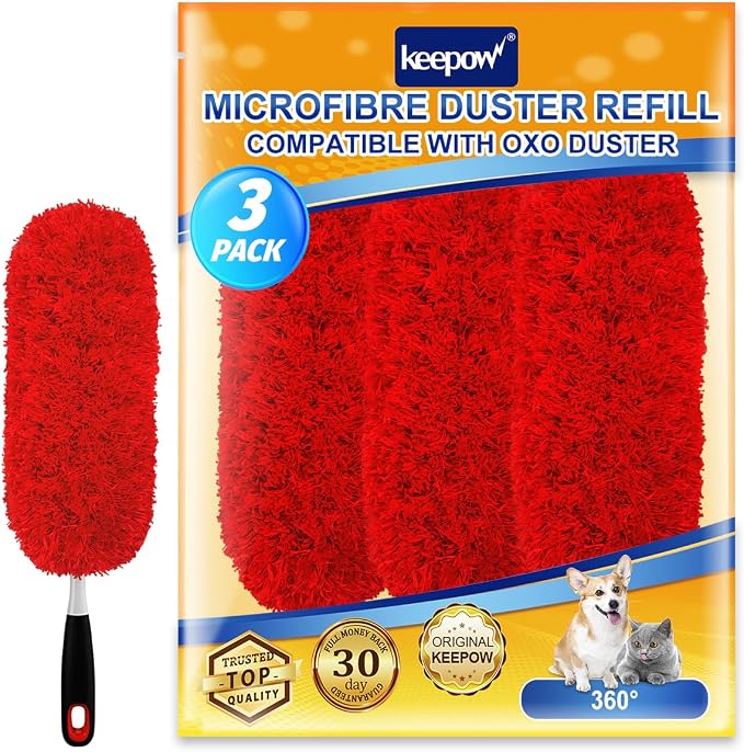 KEEPOW 3 Pack Microfiber Reusable Duster Refills Compatible by KEEPOW