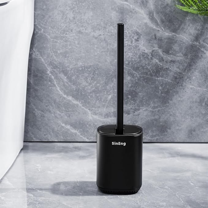 Toilet Brush and Holder Set Toilet Bowl Brush Stainless Steel Automatic Open - Image 8