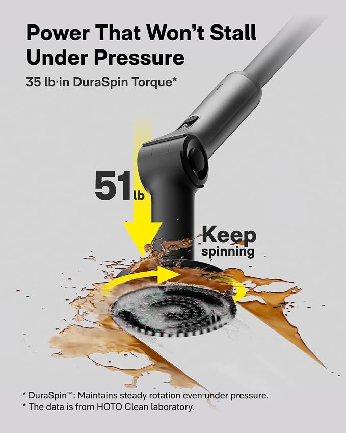HOTO Flexi™ Cordless Electric Spin Scrubber, Adjustable Angle, Extendable Handle - Image 4