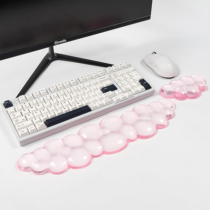 Ergonomic Gel Cloud Keyboard and Mouse Wrist Rest Set – Clear Wrist Rest - Image 2