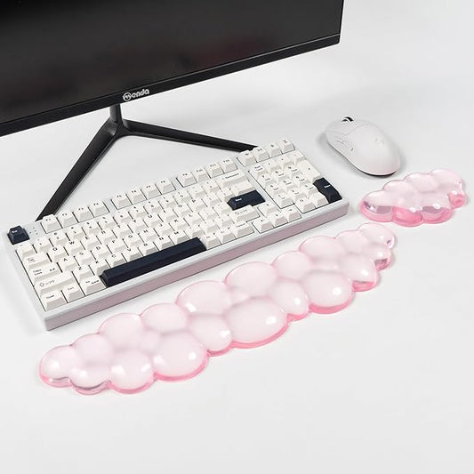 Ergonomic Gel Cloud Keyboard and Mouse Wrist Rest Set – Clear Wrist Rest - Image 2