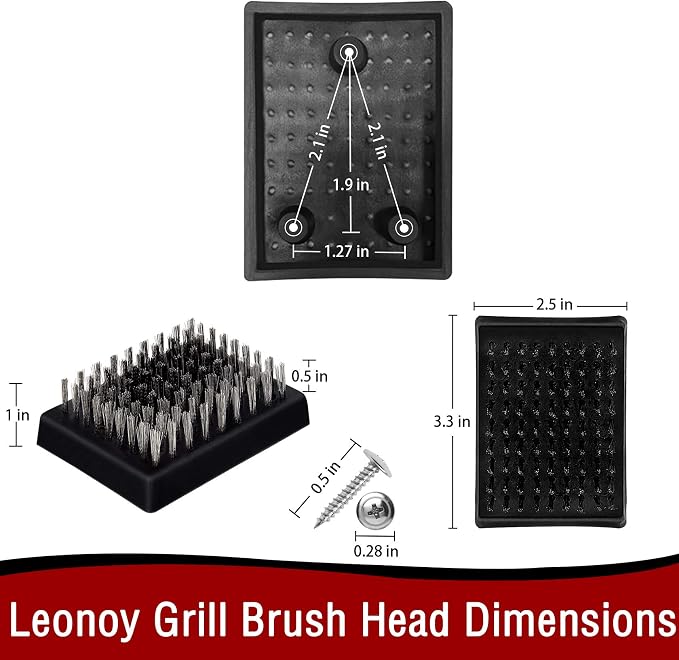 Leonyo 4 Pack Grill Brush Replacement Heads Set, 3.3IN x 2.5IN Grill Cleaning - Image 2