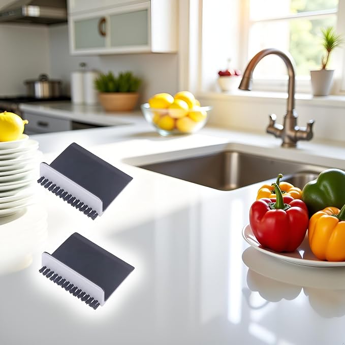 2 Pcs Black Kitchen Sink Squeegee Cleaner Countertop Brush Wiper Vegetable - Image 2