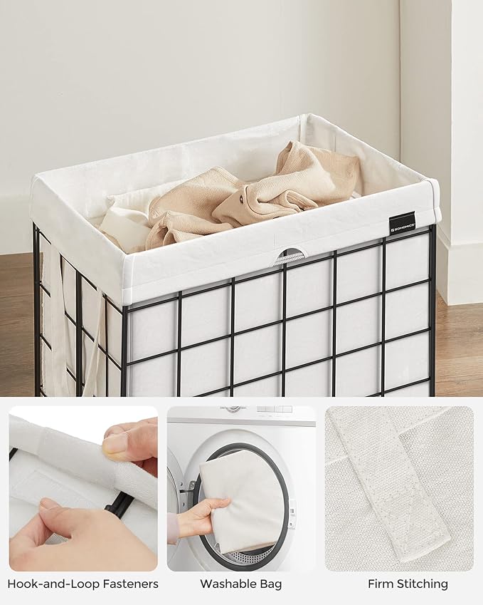 SONGMICS Laundry Hamper, 23.8 Gal. Laundry Basket, Collapsible Clothes Hamper - Image 3