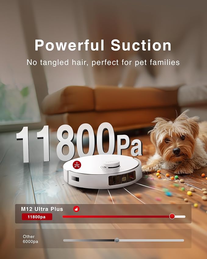Yeedi M12 Ultra Plus Robot Vacuum and Mop, Upgrade 11800Pa Strong Suction - Image 3
