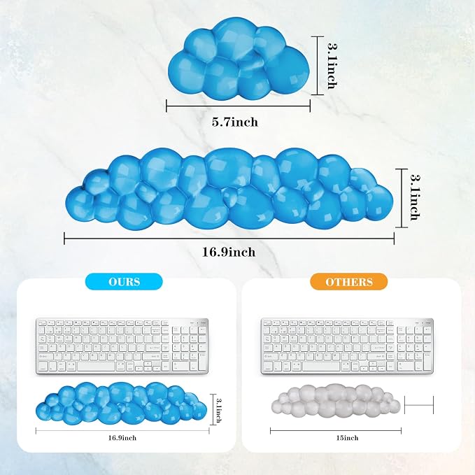 Gel Cloud Keyboard and Mouse Wrist Rest, Cute Wrist Support and Arm Support - Image 5