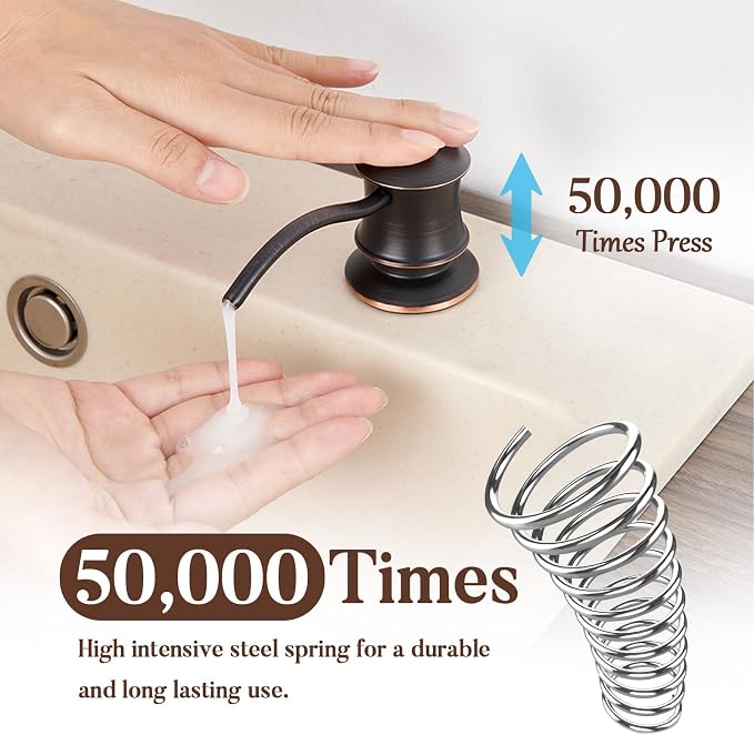 Built in Soap Dispenser for Kitchen Sink Countertop, Solid Brass Pump Head Long - Image 5
