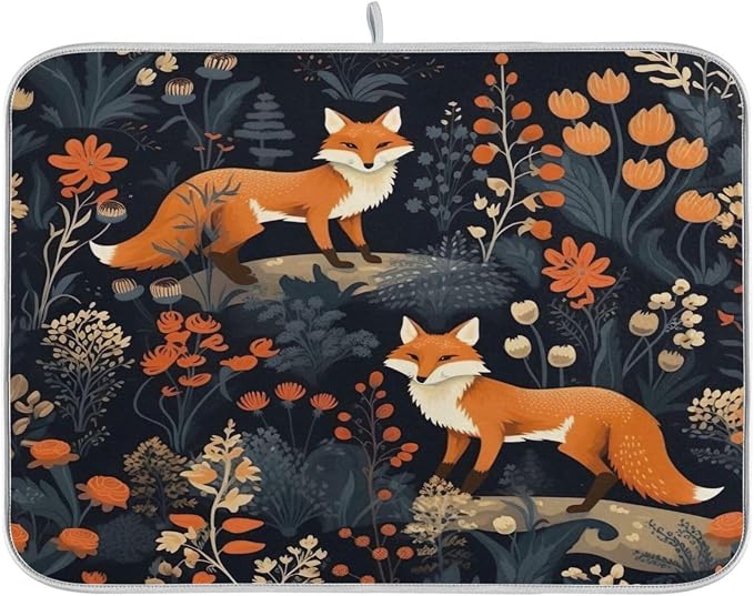 Dish Drying Mat Kitchen Counter Absorbent Two Foxes Coffee Sink Mat Dish by Unknown