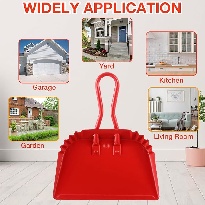 Mumufy 2-Pack Heavy Duty Stainless Steel Red Dustpan - Image 6