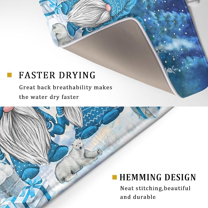 Winter Blue Gnome Dish Drying Mat - Image 3