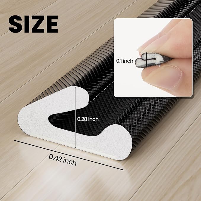 V Shape Foam Weather Stripping Door Frame Seal Strip 19.7FT Black, Draft Stopper - Image 2