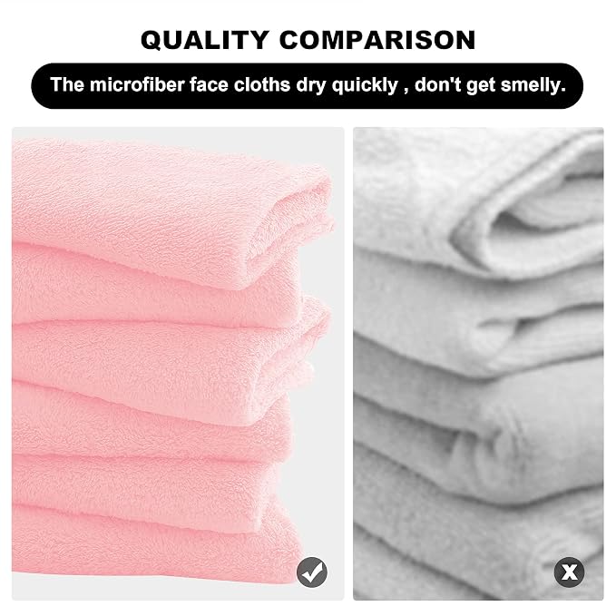 MOONQUEEN Microfiber Facial Cloths Fast Drying Washcloth 12 Pack - Image 6