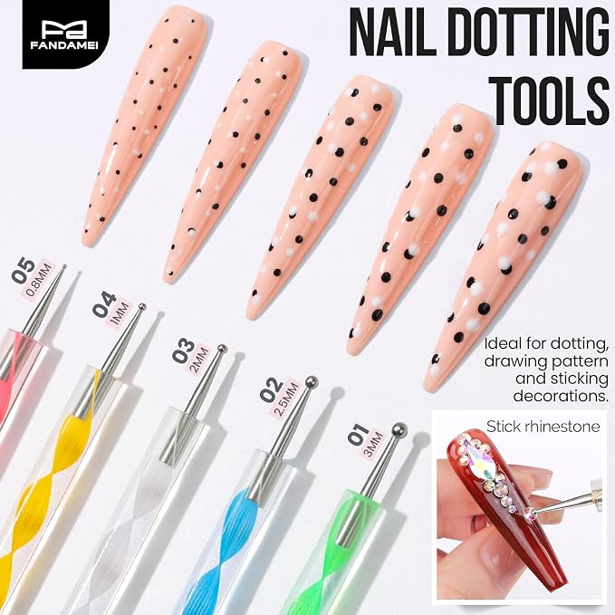 FANDAMEI Nail Tools Kit, Nail Polish Mixing Palette Nail Art Tools - Image 4