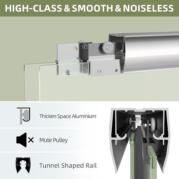 GETPRO Shower Door 68-72 in. W x 72 in. H Double Sliding Semi-Frameless Bypasss - Image 2