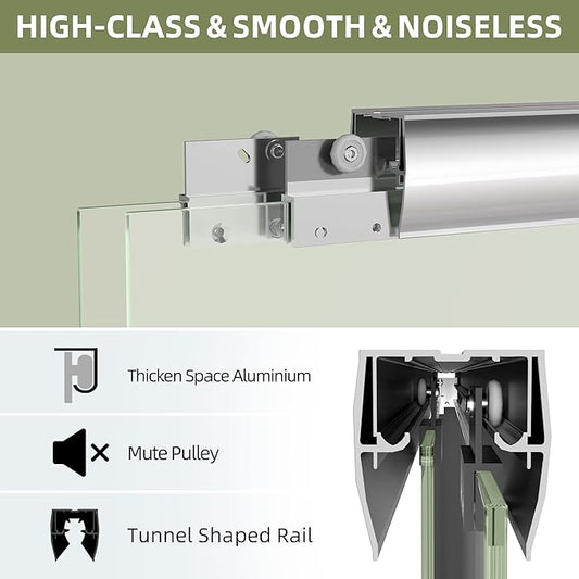 GETPRO Shower Door 68-72 in. W x 72 in. H Double Sliding Semi-Frameless Bypasss - Image 2