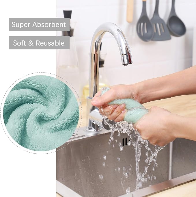 Bessrung 20 Pack Kitchen Dish Cloths, Super Absorbent Microfiber Cleaning Cloth - Image 3