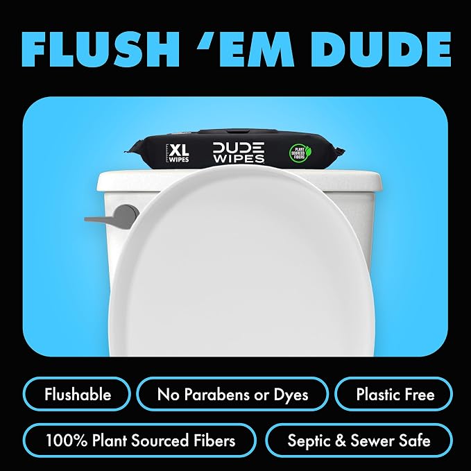 DUDE Wipes - Flushable Wipes Travel Package, Extra Large - Unscented - - Septic - Image 3